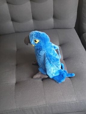 Blue Plush Parrot Toy - Soft Stuffed Bird